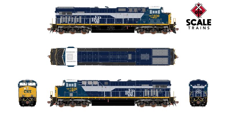 Scaletrains SXT39937 GE ES44AH - CSX/Heritage/Richmond, Fredericksburg & Potomac/RFP #1836 - ESU v5.0 DCC & Sound HO Scale