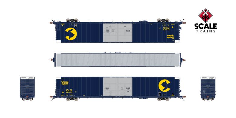 Scaletrains SXT40098 Thrall 86' High-Cube Double-Plug-Door Boxcar, Chessie System/Unpainted Aluminum Doors/CHSY C&O #493563 HO Scale