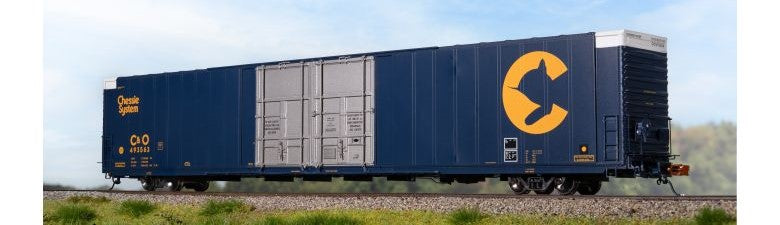 Scaletrains SXT40098 Thrall 86' High-Cube Double-Plug-Door Boxcar, Chessie System/Unpainted Aluminum Doors/CHSY C&O #493563 HO Scale