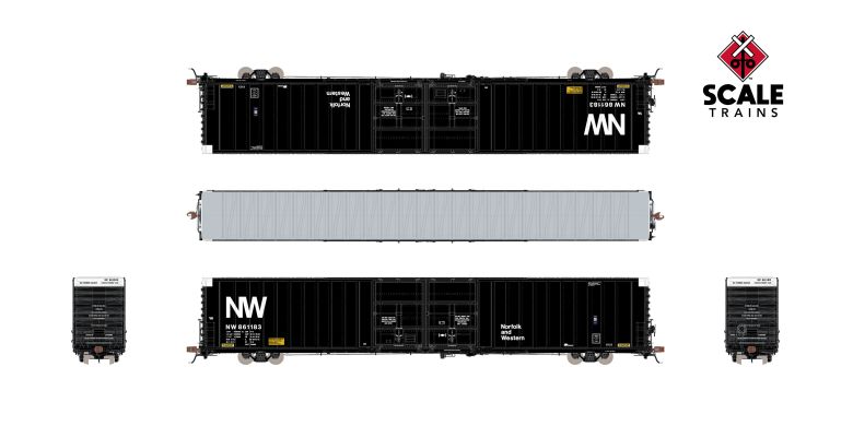 Scaletrains SXT40107 Thrall 86' High-Cube Double-Plug-Door Boxcar, Norfolk & Western/NW Block Logo/N&W #861183 HO Scale
