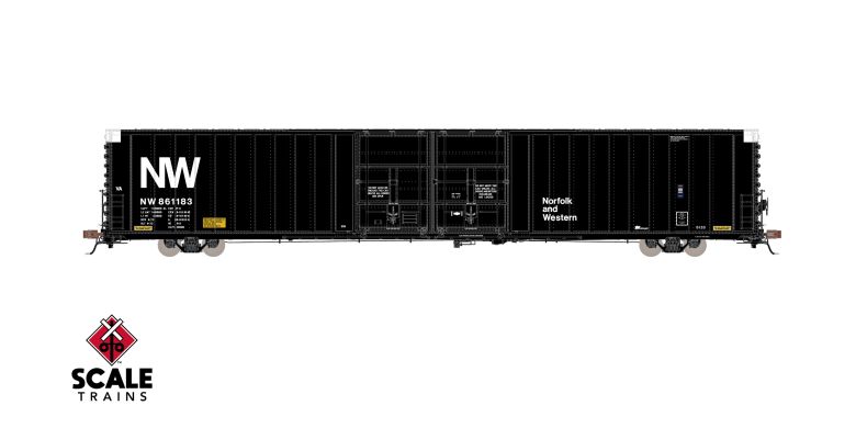 Scaletrains SXT40107 Thrall 86' High-Cube Double-Plug-Door Boxcar, Norfolk & Western/NW Block Logo/N&W #861183 HO Scale