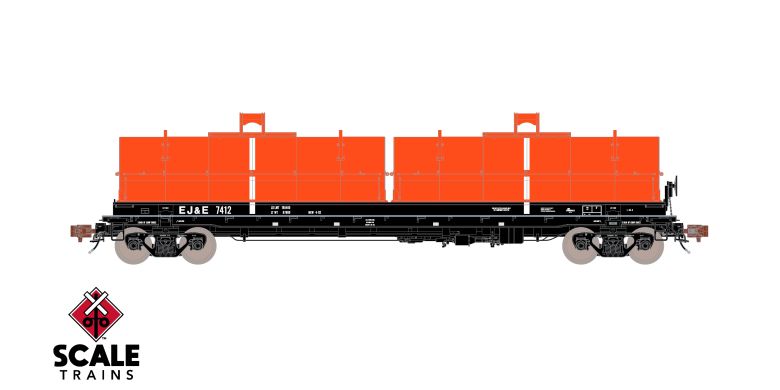Scaletrains SXT40292 Thrall 48' 2-Hood Coil Steel Car Elgin Joliet & Eastern/Orange Hoods #7455 HO Scale