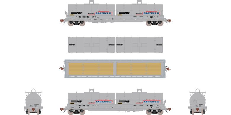 Scaletrains SXT40297 Thrall 48' 2-Hood Coil Steel Car Norfolk Southern/Protect II #168346 HO Scale