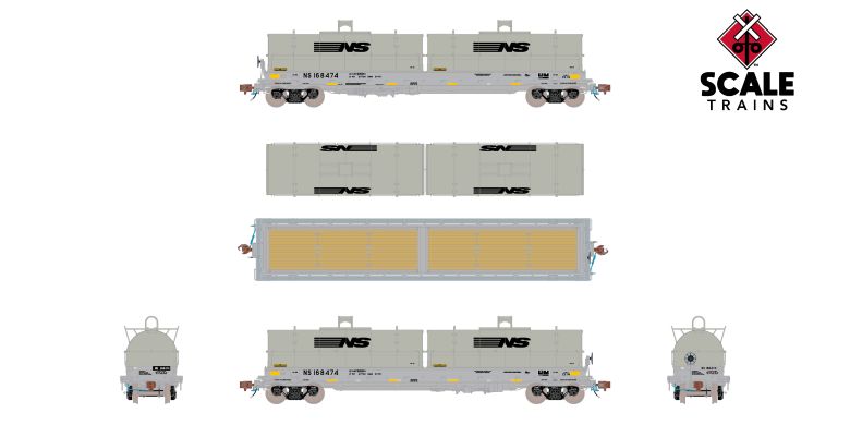 Scaletrains SXT40302 Thrall 48' 2-Hood Coil Steel Car Norfolk Southern/Large Thoroughbred Logo #168474 HO Scale