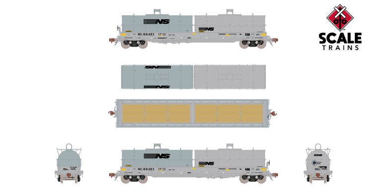 Scaletrains SXT40303 Thrall 48' 2-Hood Coil Steel Car Norfolk Southern/Mismatched Thoroughbred Logo Hoods #168483 HO Scale