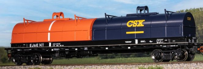 Scaletrains SXT40308 Thrall 48' 2-Hood Coil Steel Car Elgin Joliet & Eastern/EJ&E Orange & CSX Hoods #7477 HO Scale