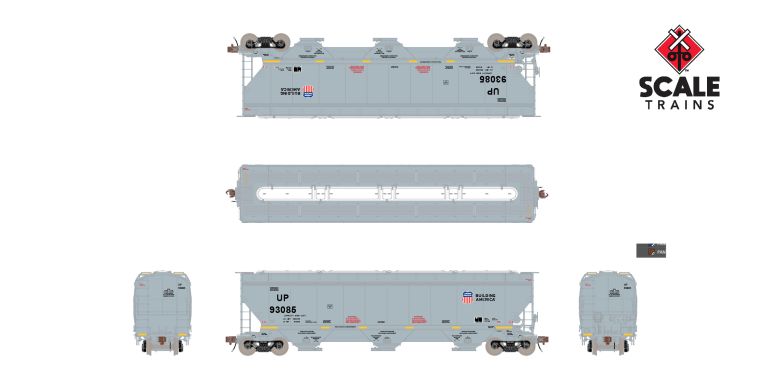 Scaletrains SXT40340 5188 Covered Hopper, Union Pacific/Gray #93358 HO Scale