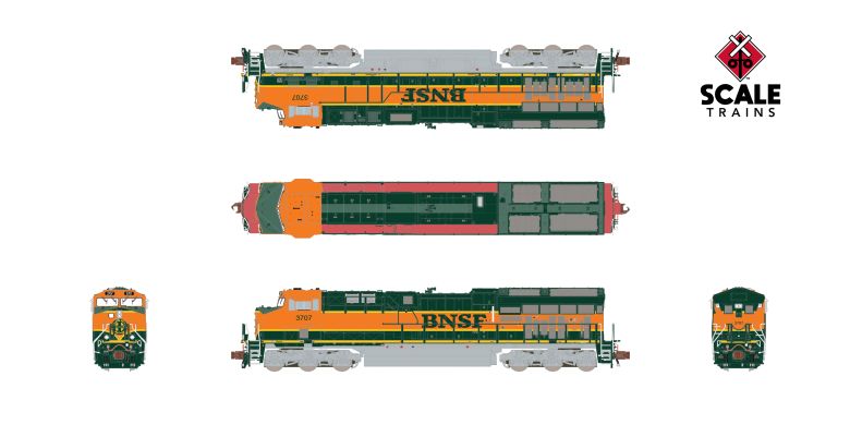 Scaletrains Rivet Counter SXT40453 GE ET44C4, BNSF/Heritage I #3707 DCC & Sound N Scale