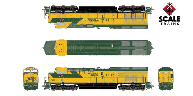 ScaleTrains SXT40573 GE ET44AH, Chicago & North Western/Operation Lifesaver #9136 DCC & Sound HO Scale