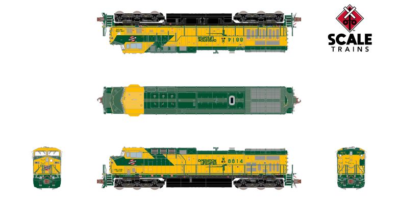 ScaleTrains SXT40597 GE AC4400CW, C&NW Chicago & NorthWestern /Operation Lifesaver #8814 DCC & Sound N Scale