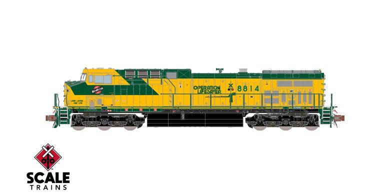 ScaleTrains SXT40597 GE AC4400CW, C&NW Chicago & NorthWestern /Operation Lifesaver #8814 DCC & Sound N Scale