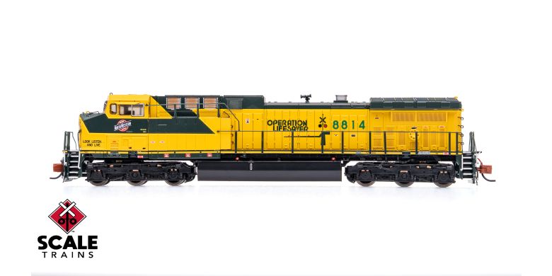 ScaleTrains SXT40597 GE AC4400CW, C&NW Chicago & NorthWestern /Operation Lifesaver #8814 DCC & Sound N Scale