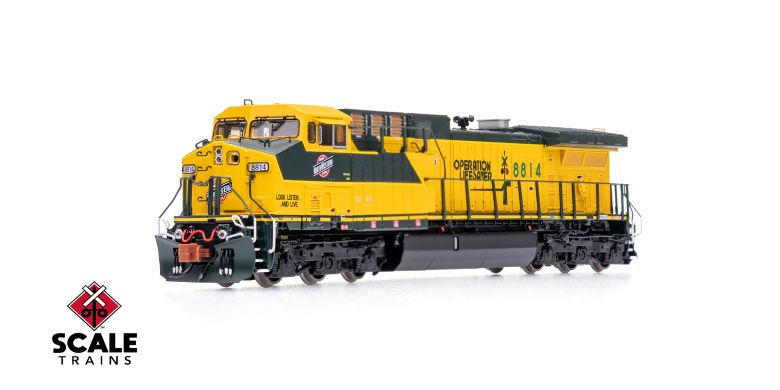 ScaleTrains SXT40597 GE AC4400CW, C&NW Chicago & NorthWestern /Operation Lifesaver #8814 DCC & Sound N Scale