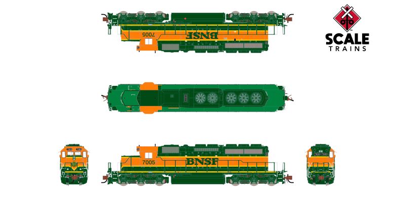Scaletrains Rivet Counter SXT40675 EMD SD40-2, BNSF/Heritage/Small Circle-Cross Nose Logo #7016 DCC & Sound N Scale