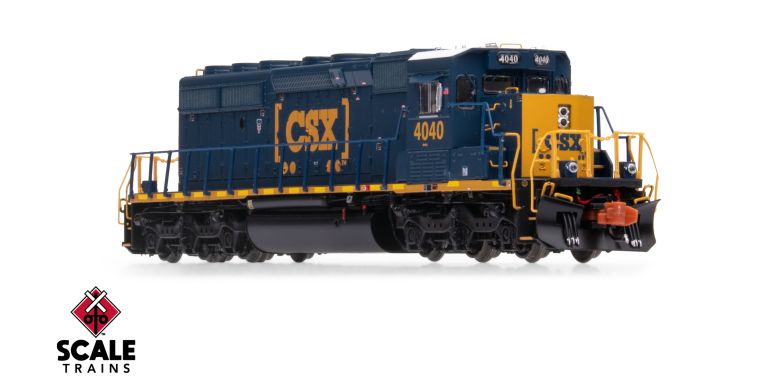 Scaletrains Rivet Counter SXT40683 EMD SD40-2, CSX/YN3 Boxcar Logo/Yellow Plow #4040 DCC & Sound N Scale