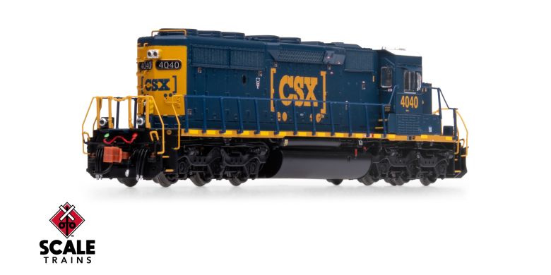 Scaletrains Rivet Counter SXT40683 EMD SD40-2, CSX/YN3 Boxcar Logo/Yellow Plow #4040 DCC & Sound N Scale