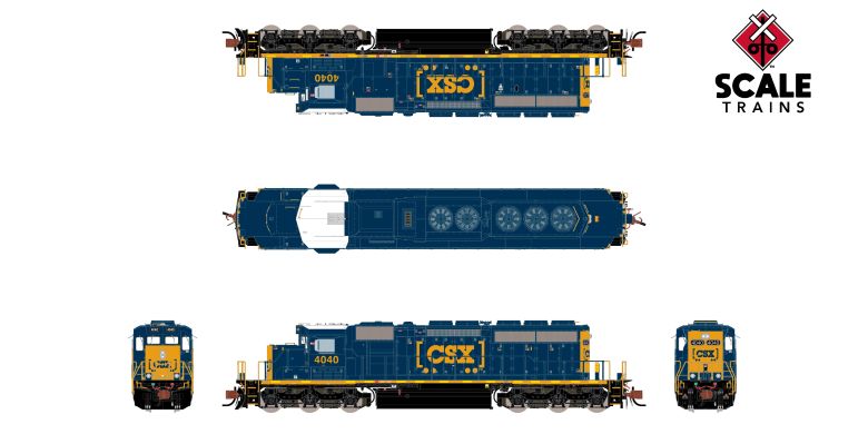Scaletrains Rivet Counter SXT40683 EMD SD40-2, CSX/YN3 Boxcar Logo/Yellow Plow #4040 DCC & Sound N Scale