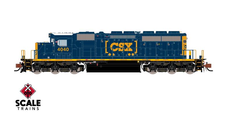 Scaletrains Rivet Counter SXT40683 EMD SD40-2, CSX/YN3 Boxcar Logo/Yellow Plow #4040 DCC & Sound N Scale
