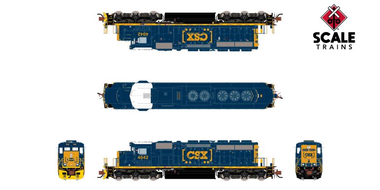 Scaletrains Rivet Counter SXT40685 EMD SD40-2, CSX/YN3 Boxcar Logo/Yellow Plow #4042 DCC & Sound N Scale