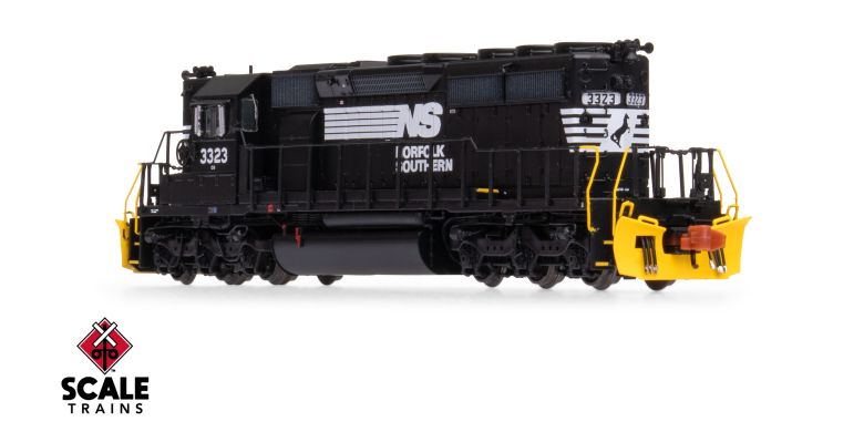 Scaletrains Rivet Counter SXT40723 EMD SD40-2, Norfolk Southern/Thoroughbred/Corrugated Grilles/Yellow Plow #3323 DCC & Sound N Scale