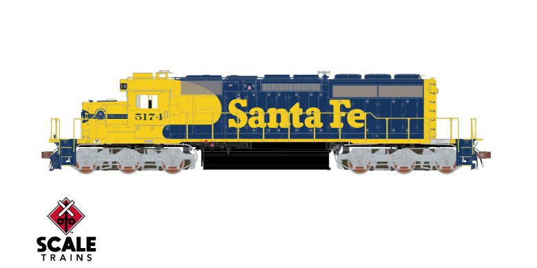 Scaletrains Rivet Counter SXT40739 EMD SD40-2, ATSF Santa Fe/Nose Headlight #5174 DCC & Sound HO Scale