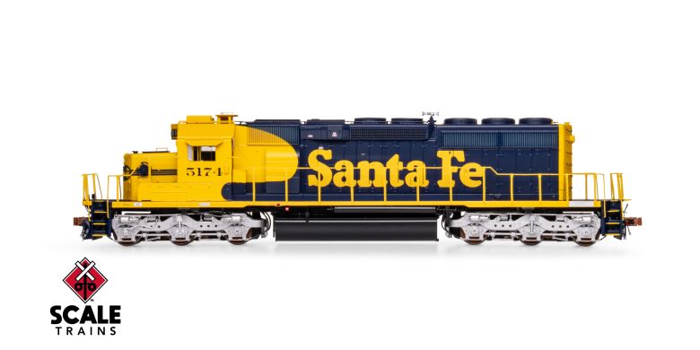 Scaletrains Rivet Counter SXT40739 EMD SD40-2, ATSF Santa Fe/Nose Headlight #5174 DCC & Sound HO Scale