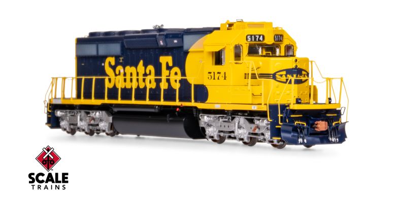 Scaletrains Rivet Counter SXT40739 EMD SD40-2, ATSF Santa Fe/Nose Headlight #5174 DCC & Sound HO Scale