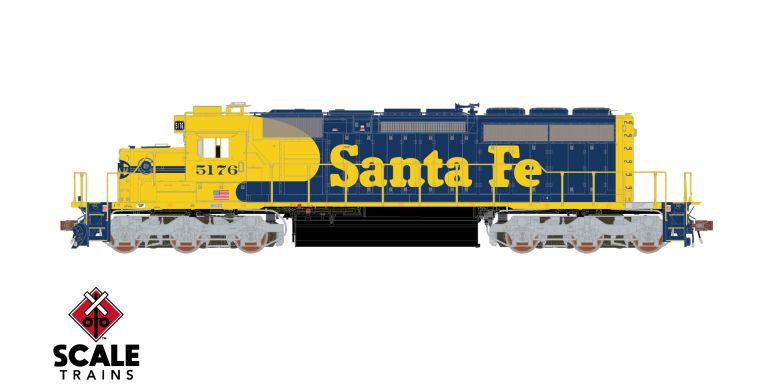Scaletrains Rivet Counter SXT40739 EMD SD40-2, ATSF Santa Fe/Nose Headlight #5174 DCC & Sound HO Scale