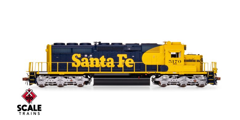 Scaletrains Rivet Counter SXT40745 EMD SD40-2, ATSF Santa Fe/Nose Headlight/Ditch Lights #5177 DCC & Sound HO Scale