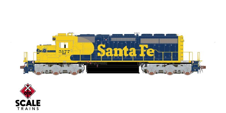 Scaletrains Rivet Counter SXT40745 EMD SD40-2, ATSF Santa Fe/Nose Headlight/Ditch Lights #5177 DCC & Sound HO Scale
