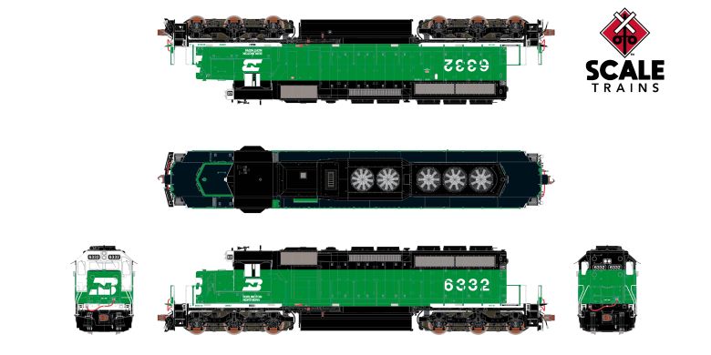 Scaletrains Rivet Counter SXT40753 EMD SD40-2, BN Burlington Northern/White Face #6351 DCC & Sound HO Scale