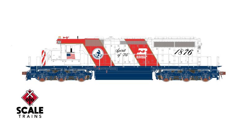 Scaletrains Rivet Counter SXT40755 EMD SD40-2, BN Burlington Northern/Bicentennial #1876 DCC & Sound HO Scale
