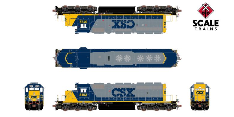 Scaletrains Rivet Counter SXT40771 EMD SD40-2, CSX/YN2/Ditch Lights #8192 DCC & Sound HO Scale