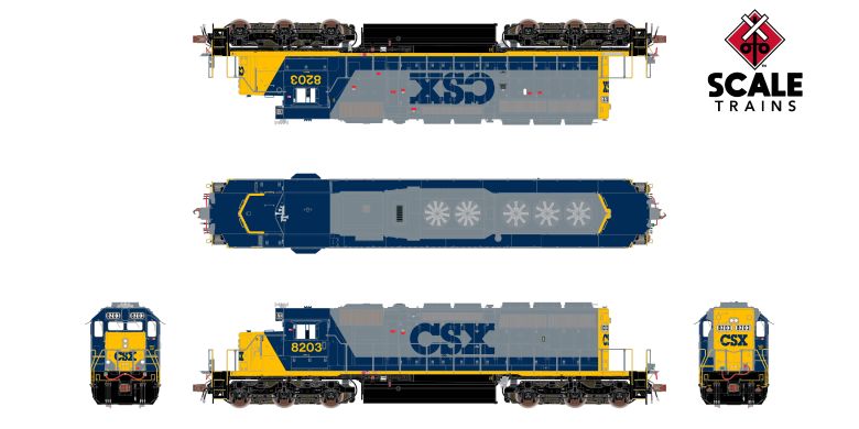 Scaletrains Rivet Counter SXT40771 EMD SD40-2, CSX/YN2/Ditch Lights #8192 DCC & Sound HO Scale