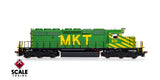 Scaletrains Rivet Counter SXT40779 EMD SD40-2, MKT Missouri-Kansas-Texas/As-Delivered/Unique Nose Striping #621 DCC & Sound HO Scale