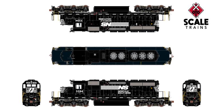 Scaletrains Rivet Counter SXT40797 EMD SD40-2, NS Norfolk Southern/Thoroughbred/Ditch Lights #3394 DCC & Sound HO Scale