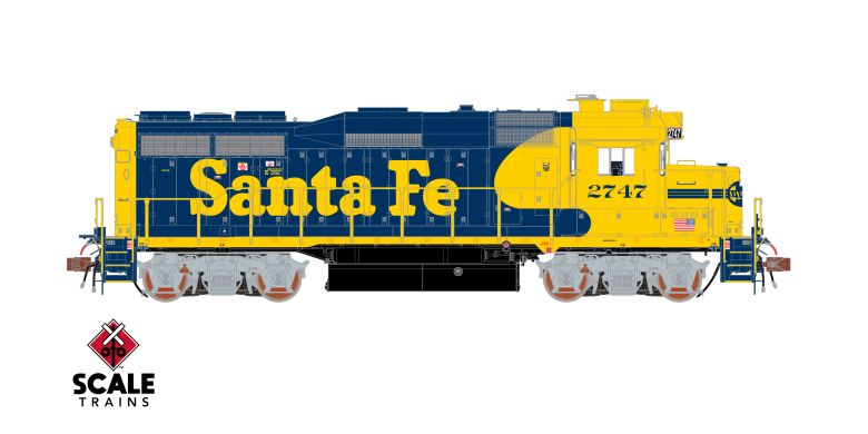 Scaletrains Rivet Counter SXT40925 EMD GP30u, ATSF Santa Fe/Nose Headlight #2772 DCC & Sound HO Scale
