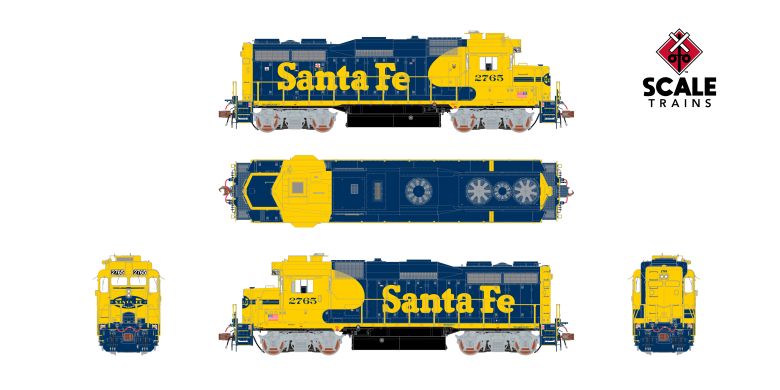 Scaletrains Rivet Counter SXT40925 EMD GP30u, ATSF Santa Fe/Nose Headlight #2772 DCC & Sound HO Scale