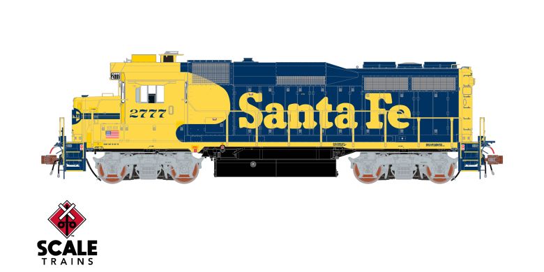 Scaletrains Rivet Counter SXT40927 EMD GP30u, ATSF Santa Fe/Nose Headlight/Faded Yellow with Paint Touch Ups #2785 DCC & Sound HO Scale