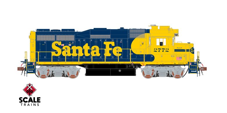 Scaletrains Rivet Counter SXT40925 EMD GP30u, ATSF Santa Fe/Nose Headlight #2772 DCC & Sound HO Scale