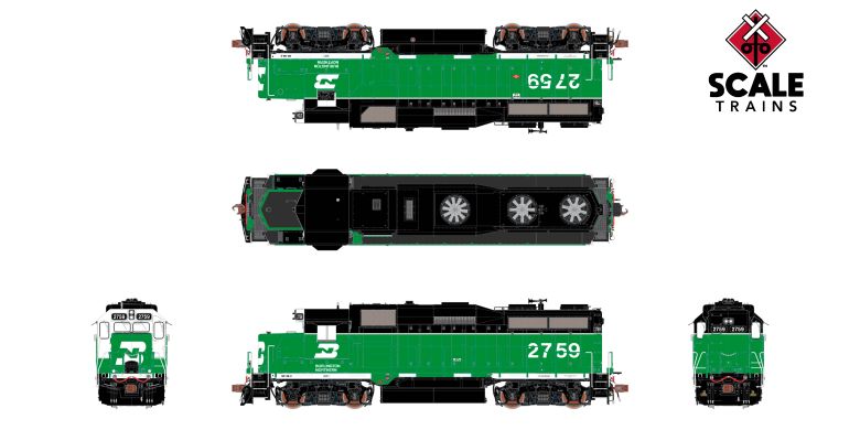 Scaletrains Rivet Counter SXT40931 EMD GP39E, BN Burlington Northern/White Face/Strobe Lights #2761 DCC & Sound HO Scale