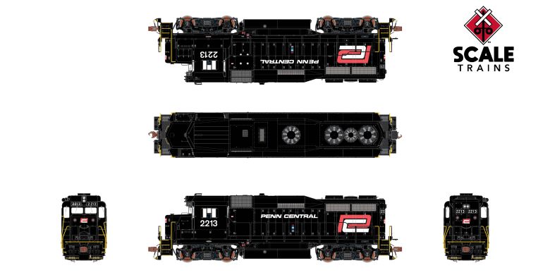 Scaletrains Rivet Counter SXT40967 EMD GP30 Phase Id, Penn Central/Red and White Logo #2213 DCC & Sound HO Scale