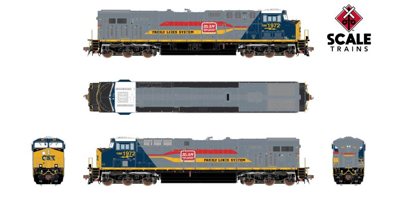 Scaletrains SXT41070 GE ES44AH - CSX/Heritage/Family Lines/SCL/L&N #1972 - ESU v5.0 DCC & Sound HO Scale