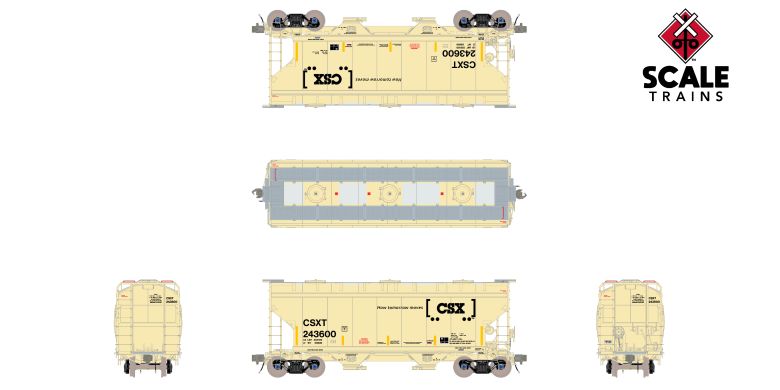 Scaletrains SXT41097 Gunderson 3250 Covered Hopper, CSX/Boxcar Logo #243600 HO Scale