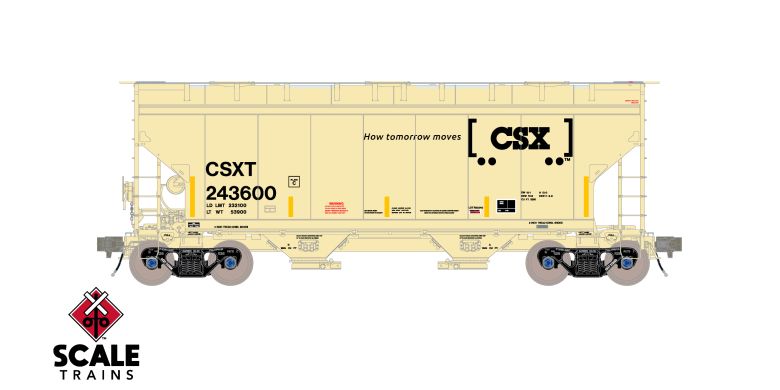 Scaletrains SXT41097 Gunderson 3250 Covered Hopper, CSX/Boxcar Logo #243600 HO Scale