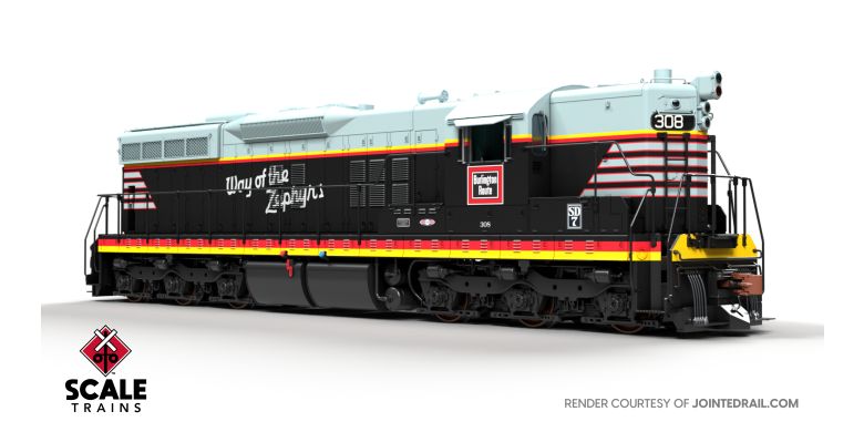 Scaletrains SXT41144 EMD SD7, CB&Q Chicago Burlington & Quincy/Blackbird/As Delivered #311 - ESU v5.0 DCC & Sound HO Scale