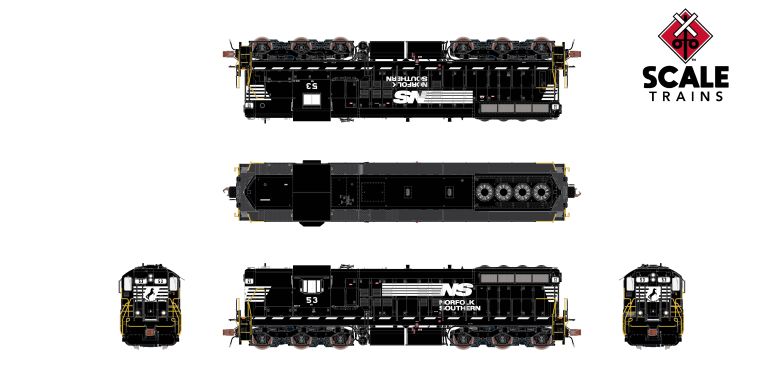 Scaletrains SXT41184 EMD SD9M, NS Norfolk Southern/Thoroughbred/Ditch Lights #54 - ESU v5.0 DCC & Sound HO Scale