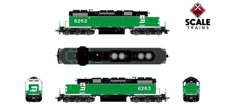 Scaletrains SXT41236 EMD SD38-2, Burlington Northern/White Face/No Beacon #6262 - ESU v5.0 DCC & Sound HO Scale