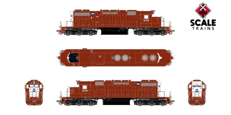 Scaletrains SXT41274 EMD SD38-2, GATX/ex-Reserve Mining/Patched Maroon Stripe #1239 - ESU v5.0 DCC & Sound HO Scale