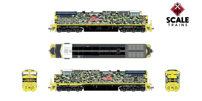 Scaletrains SXT41527 GE DASH 9-44CW, Alabama & Gulf Coast/Honoring Veterans #4423 - ESU v5.0 DCC & Sound HO Scale